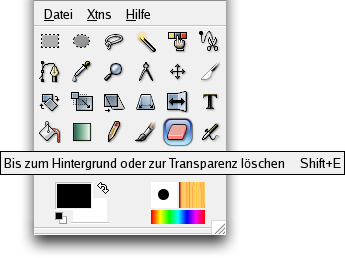 Der Radierer im Werkzeugfenster
